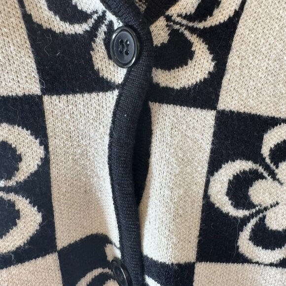 Cider Black & White Checkerboard Floral Knit Button-Down Polo – Size 3XL - Picture 7 of 10